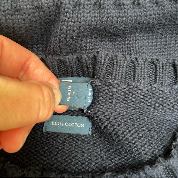 Vintage Polo Ralph Lauren Crewneck Sweater 100% Cotton Navy Red Polo Pony 3LT - Picture 6 of 7